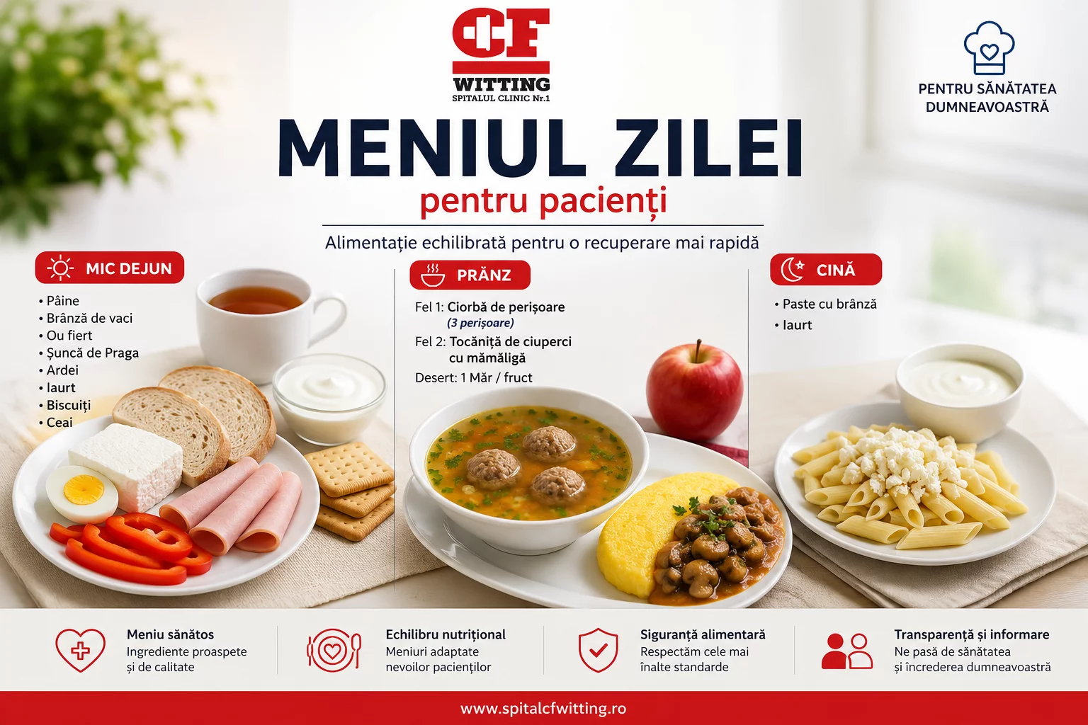 Meniul zilei pentru pacienți
